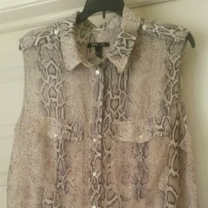 Ming Snakeskin Sheer Sleeveless Blouse